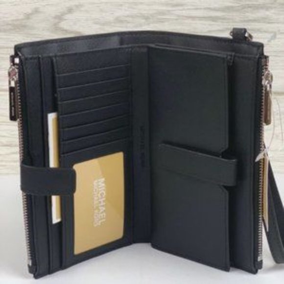 ❤️Michael Kors DoubleZip Wallet Wristlet Sig Black - Picture 3 of 8